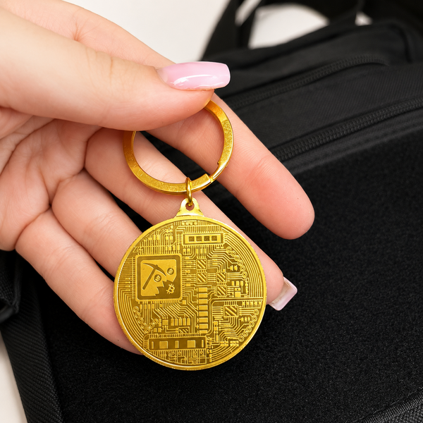 Брелок Bitcoin золотистий для ключів, сумки або рюкзака 177 фото