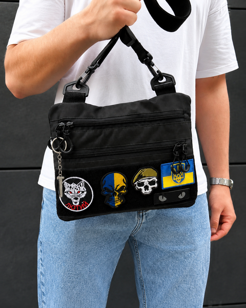 Черная сумка через плечо из Cordura, 30&times;24 см, с велкро панелей 095 фото