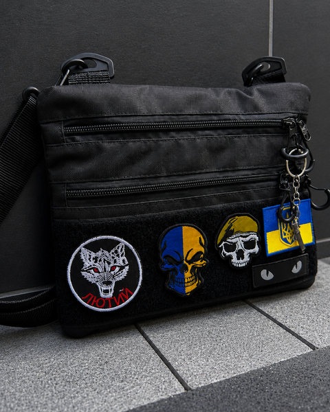 Черная сумка через плечо из Cordura, 30&times;24 см, с велкро панелей 095 фото