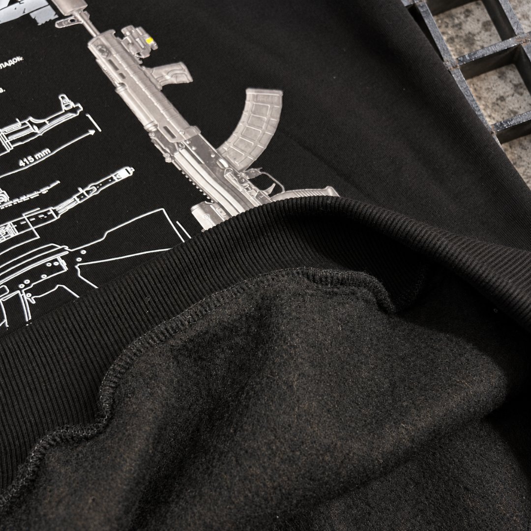 Чоловіче худі AK-74 з принтом спереду та на спині, утеплене на флісі, тринитка, чорне XL 242 фото