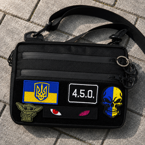Мужская городская сумка-мессенджер через плечо с панелью Velcro (велкро) Standard, черная  154 фото