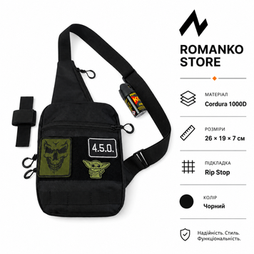 Тактична сумка Shadow Tactical Cordura 1000D з кобурою, MOLLE та патч-панеллю чорна 157 фото