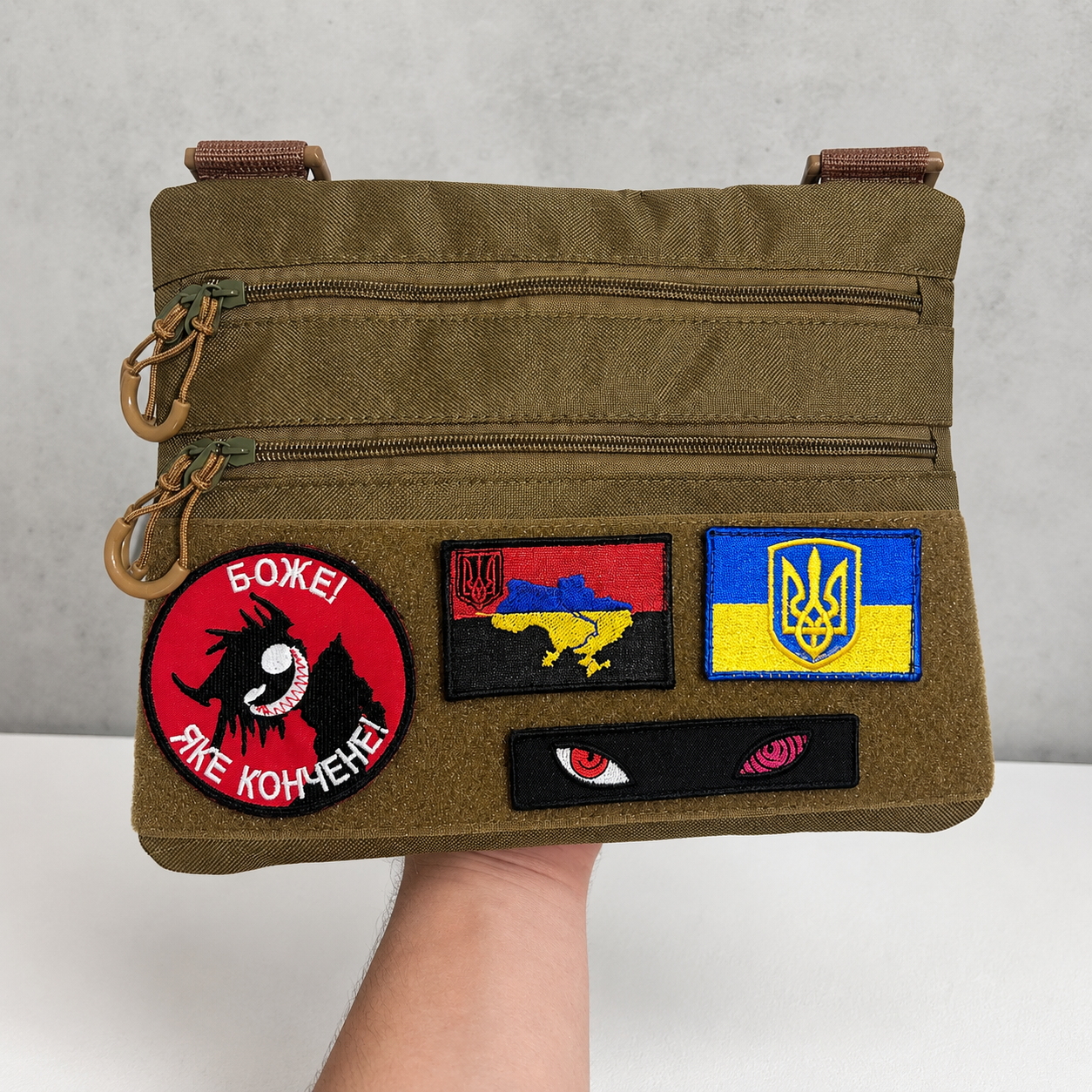 Тактическая сумка кобура Cordura 1000D койот с патч-панелью и съемной кобурой 097 фото