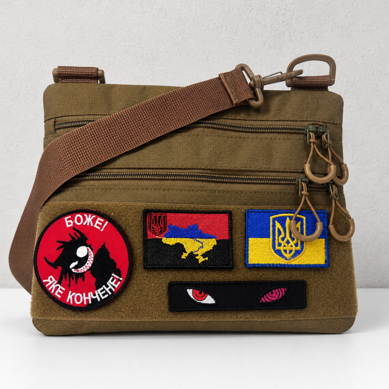 Тактическая сумка кобура Cordura 1000D койот с патч-панелью и съемной кобурой 097 фото