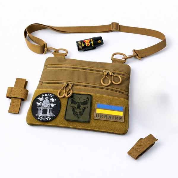 Тактична сумка кобура Cordura 1000D койот з патч-панеллю та зйомною кобурою 097 фото