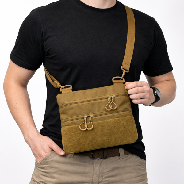 Тактична сумка кобура Cordura 1000D койот з патч-панеллю та зйомною кобурою 097 фото