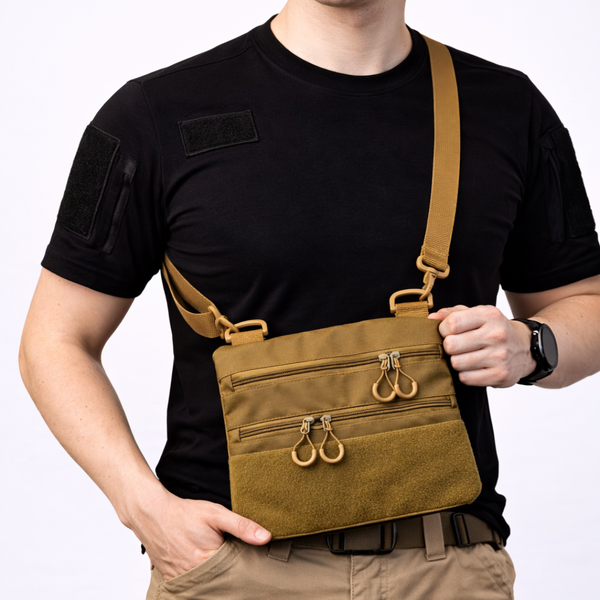 Тактична сумка кобура Cordura 1000D койот з патч-панеллю та зйомною кобурою 097 фото