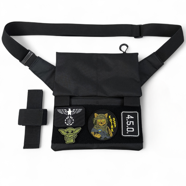 Тактична сумка Cordura 1000D чорна 30&times;25 см з патч-панеллю та зйомною кобурою 161 фото