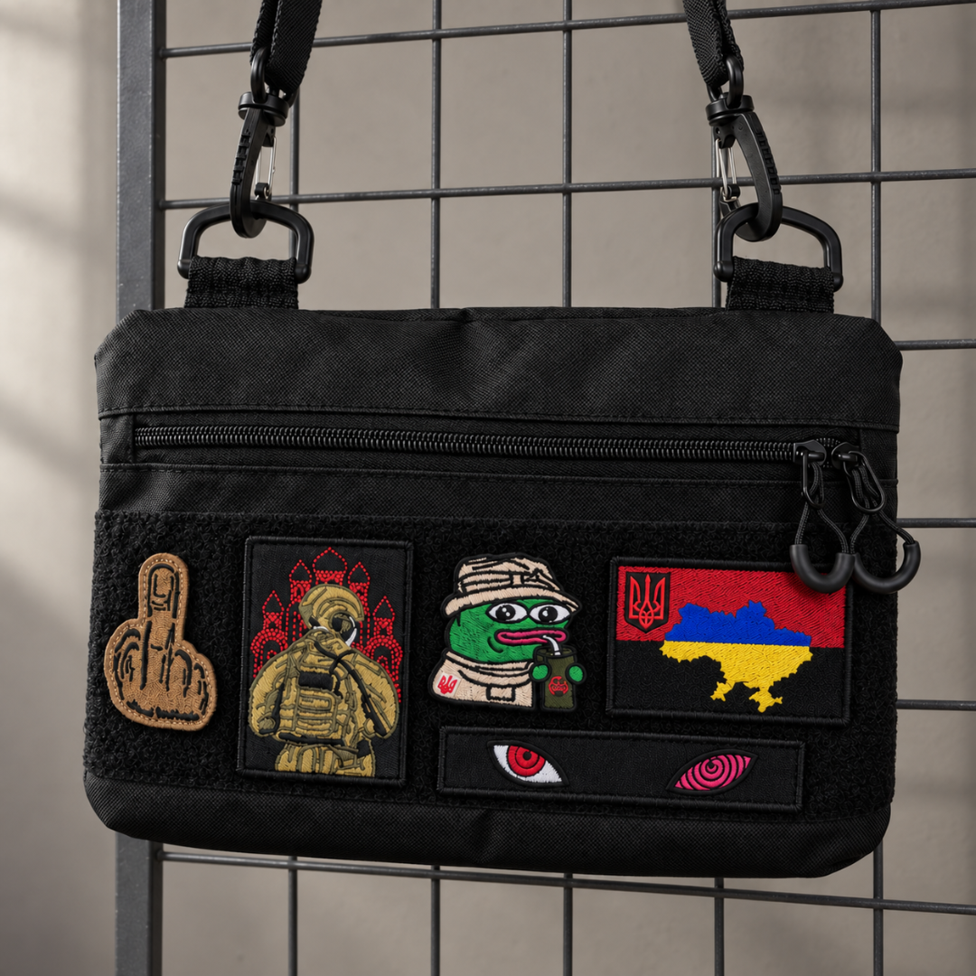 Молодіжна тактична сумка для патчів на плече з 4 кишенями black 127 фото