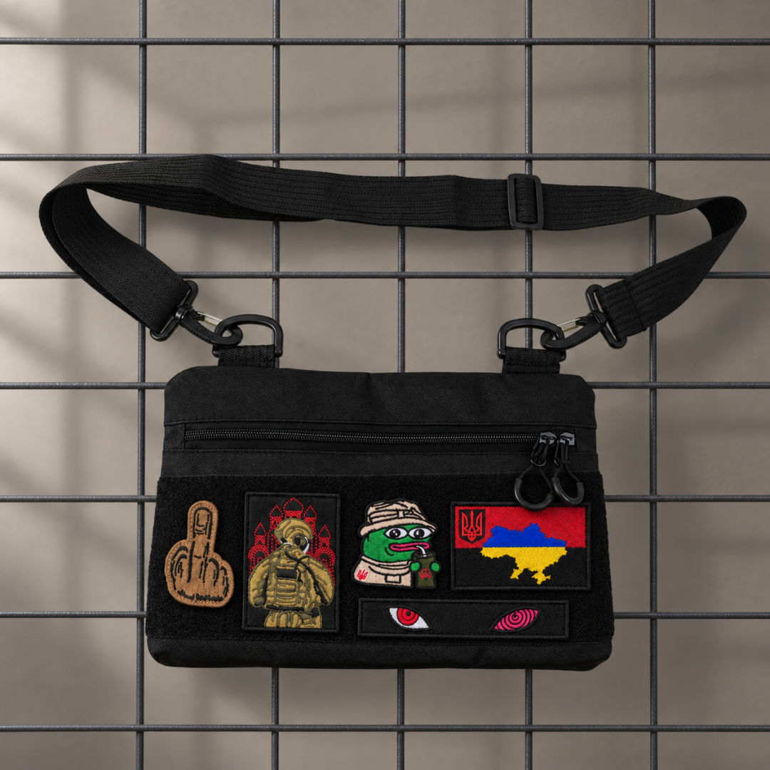 Молодіжна тактична сумка для патчів на плече з 4 кишенями black 127 фото