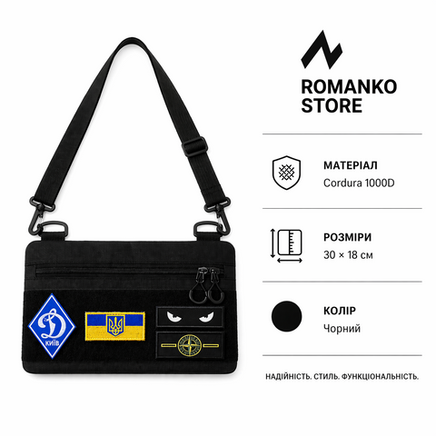Молодіжна тактична сумка для патчів на плече з 4 кишенями black 127 фото